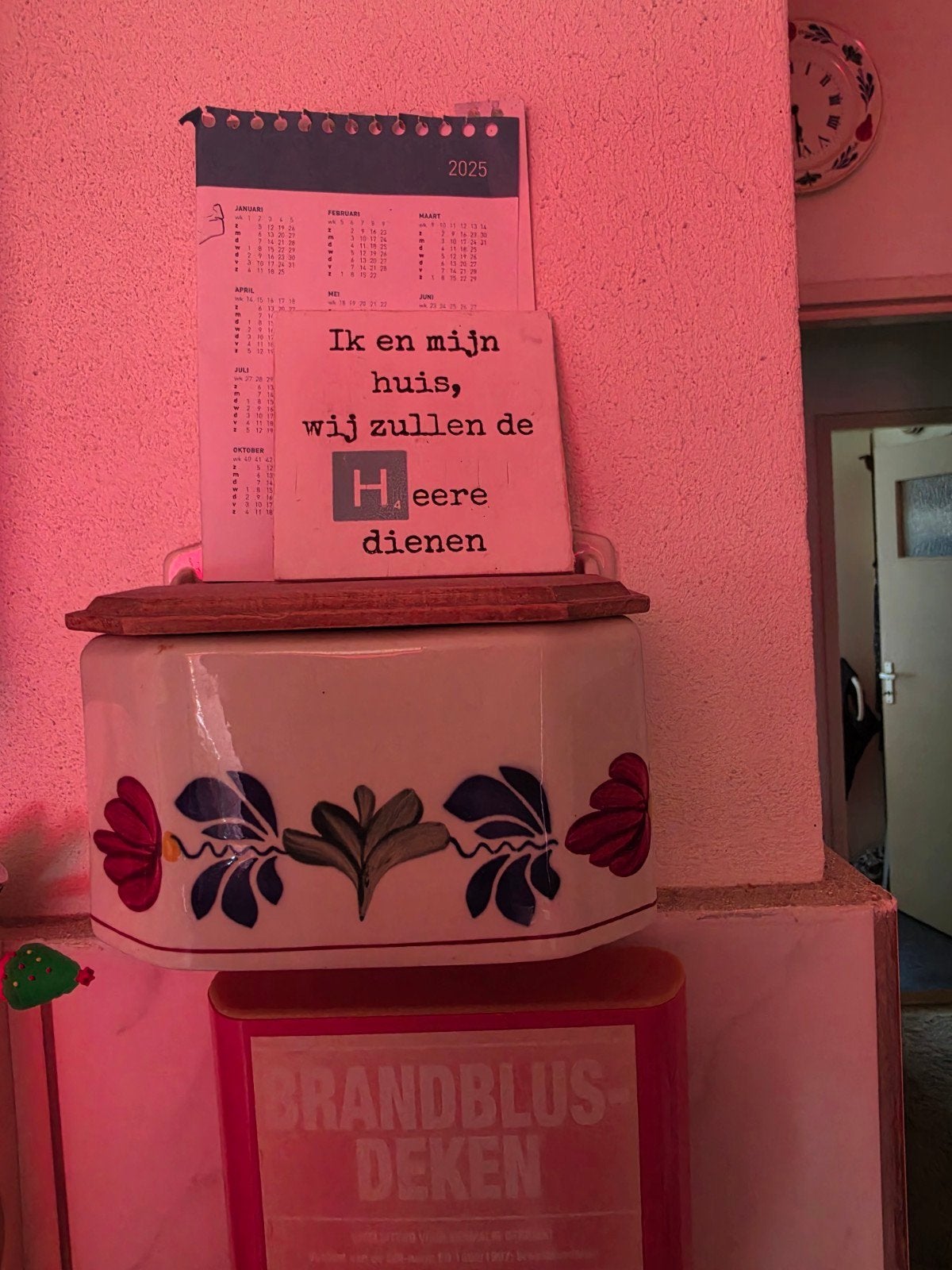 Vintage Boerenbond voorraadpot met houten deksel, Ophalen of Verzenden