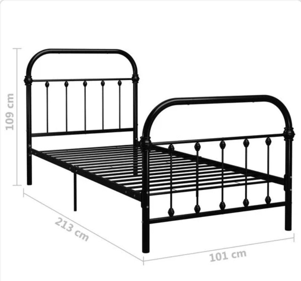 Bedframe metaal zwart 90x200, Ophalen, 90 cm, Eenpersoons, .