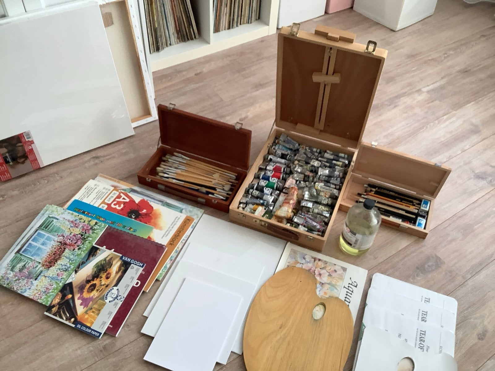 Complete schilderset: olieverf, penselen, doeken en boeken, Ophalen, Gebruikt, Olieverf