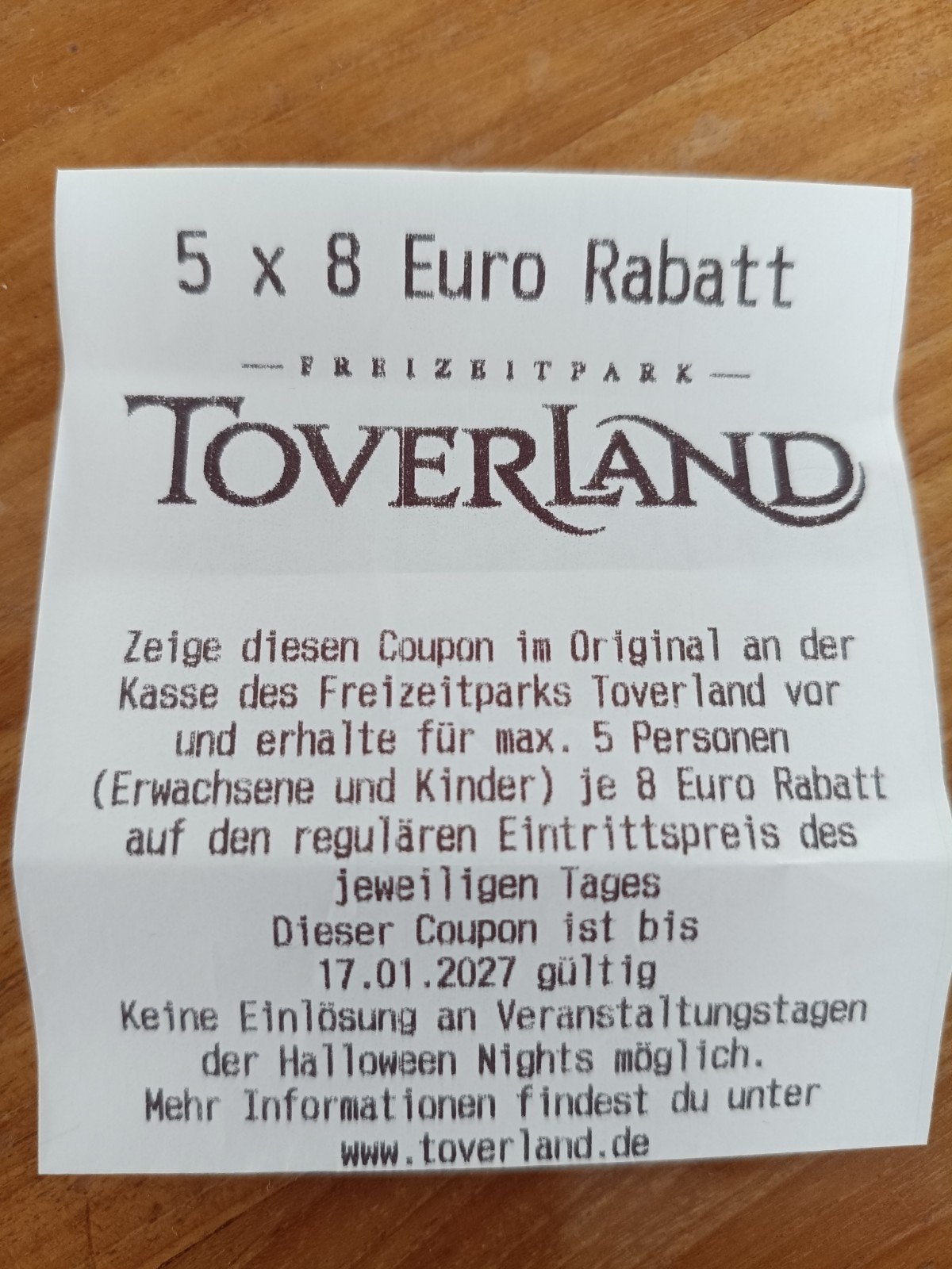 Toverland kortingsbon voor max. 5 personen * € 8 korting p/p, Tickets en Kaartjes, Recreatie | Pretparken en Attractieparken, Drie personen of meer