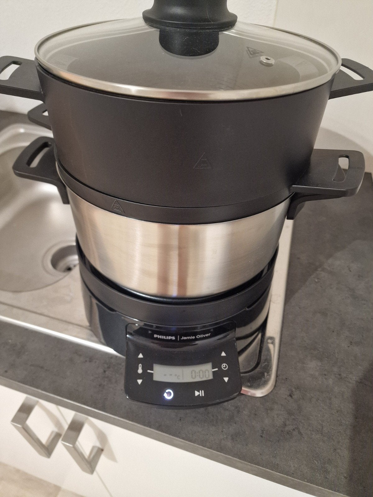 Philips Jamie Oliver HomeCooker HR1040 - Zwart, Nieuw, Ophalen of Verzenden, 2 tot 3 liter, Vaatwasserbestendig