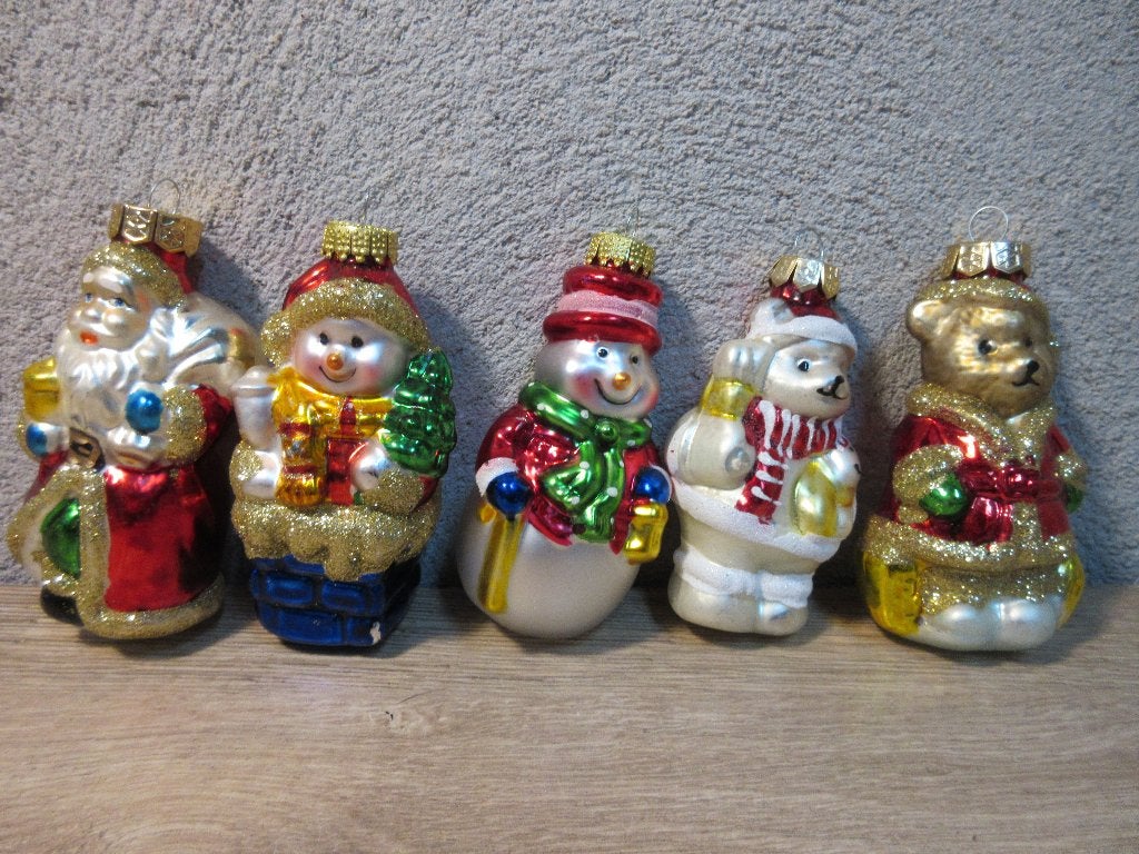Glazen kerstfiguren kerstman sneeuwpop kerstbeer, Diversen, Kerst, Ophalen of Verzenden, Gebruikt