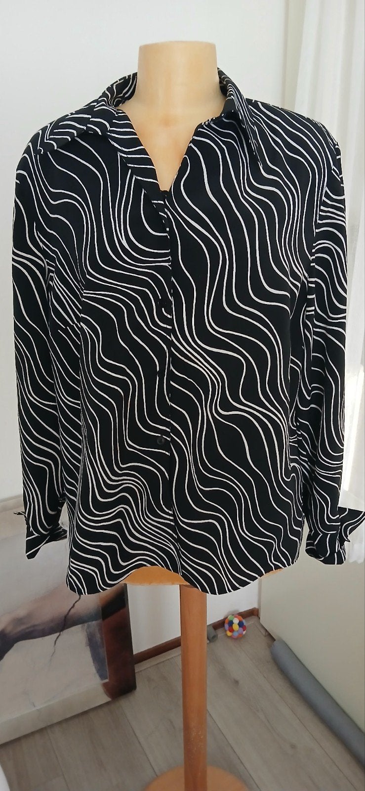 ERFO Mooie blouse zwart wit mt 46, Overige kleuren, Maat 46/48 (XL) of groter, Nieuw, Ophalen of Verzenden