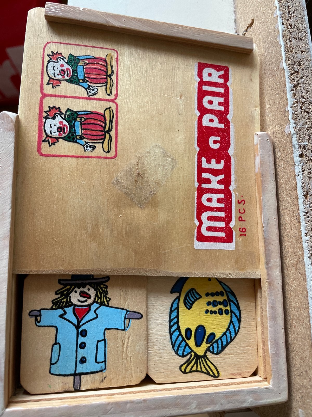 Vintage Houten Make a Pair Puzzel - 16 Stuks, Ophalen, Gebruikt, Jongen of Meisje