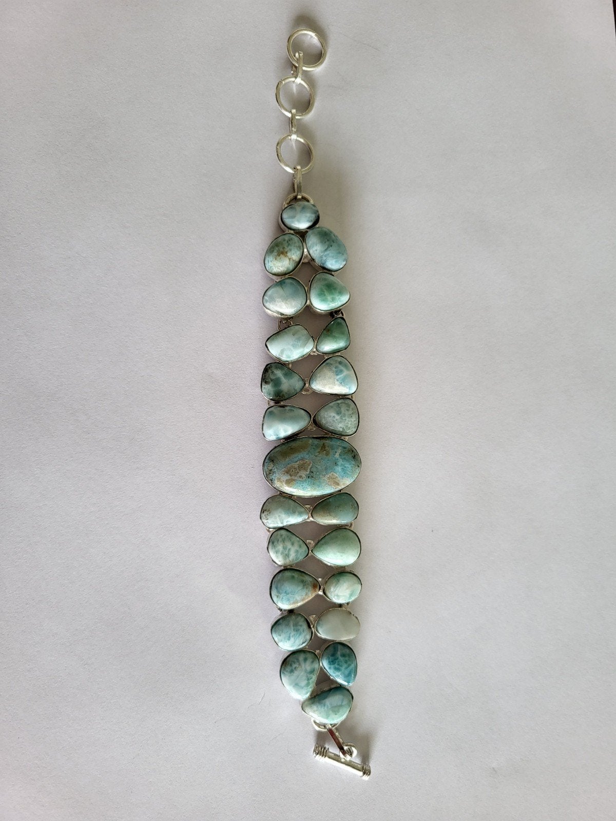 Zilveren 925 Armband met Larimar Edelstenen, Blauw, Nieuw, Ophalen of Verzenden, Met edelsteen