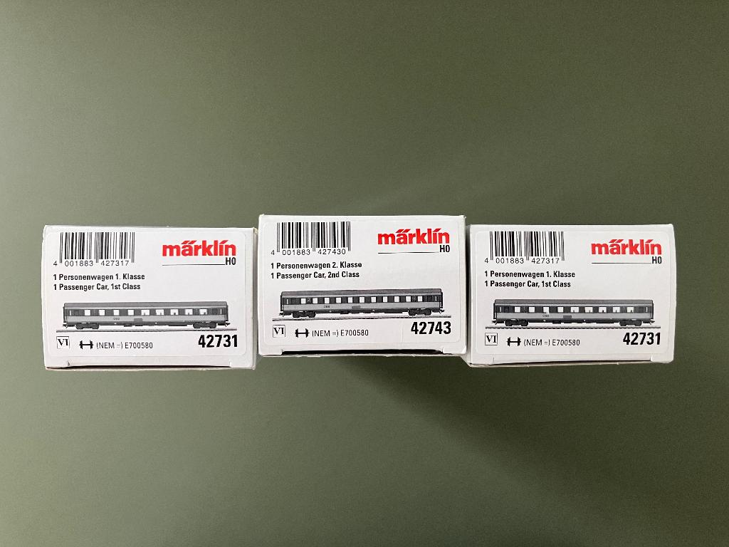 Märklin H0 / 42731–42743–42731 1e & 2e 'Eurofirma' (OBB) +💡, Hobby en Vrije tijd, Modeltreinen | H0, Wisselstroom, Ophalen of Verzenden