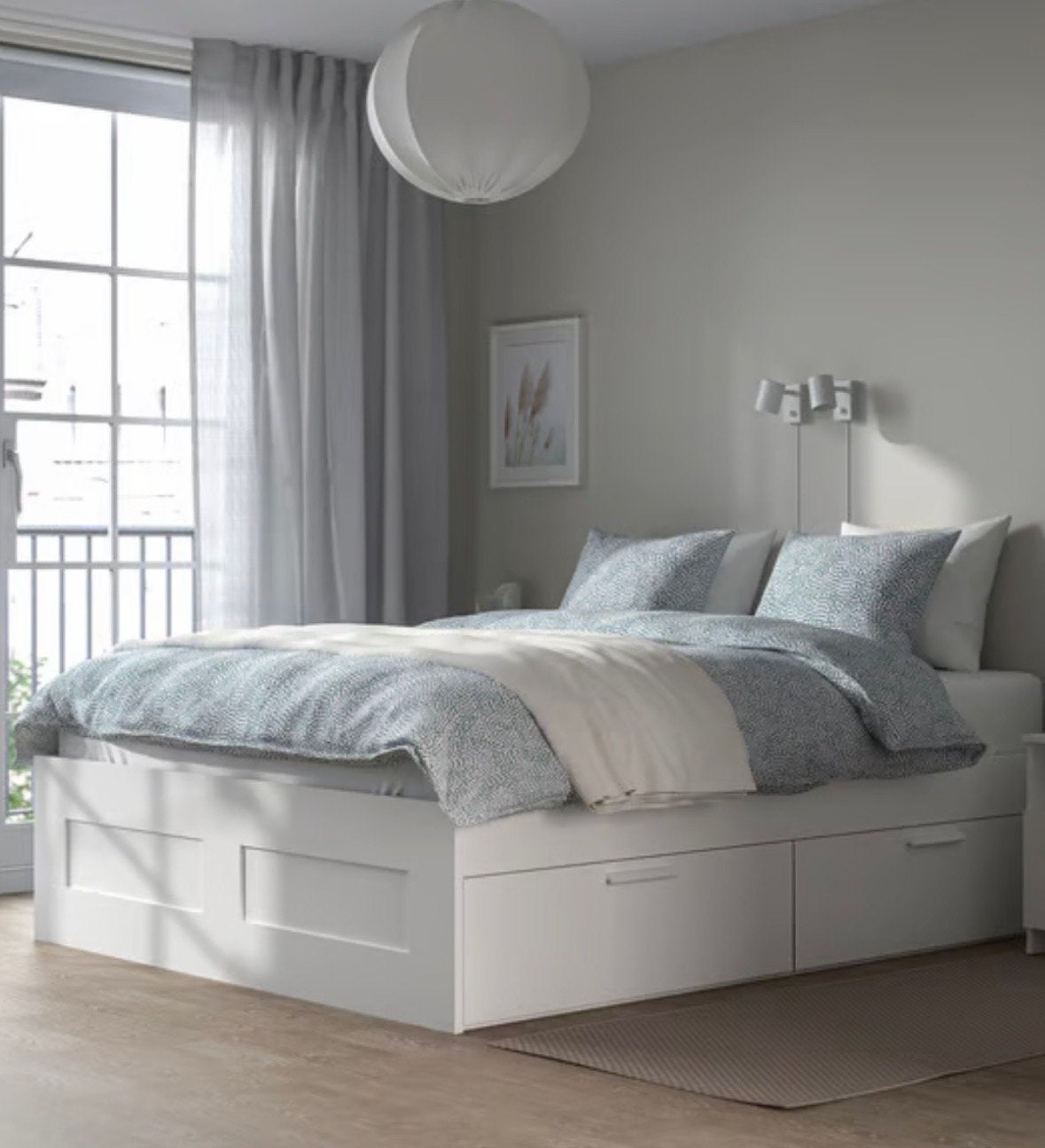 IKEA bed 140x200 cm met matras en topper, Ophalen, Gebruikt, Wit, Tweepersoons
