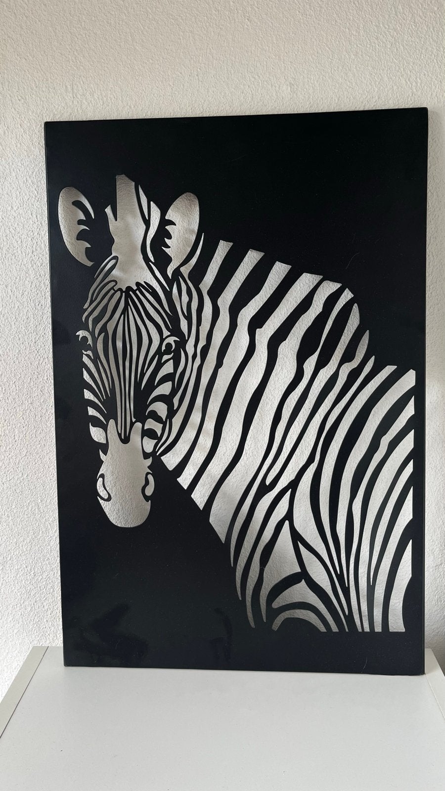 Zebra wanddecoratie - Modern zwart-wit metalen kunstwerk, Ophalen, Metaal, Wandsculptuur, Gebruikt