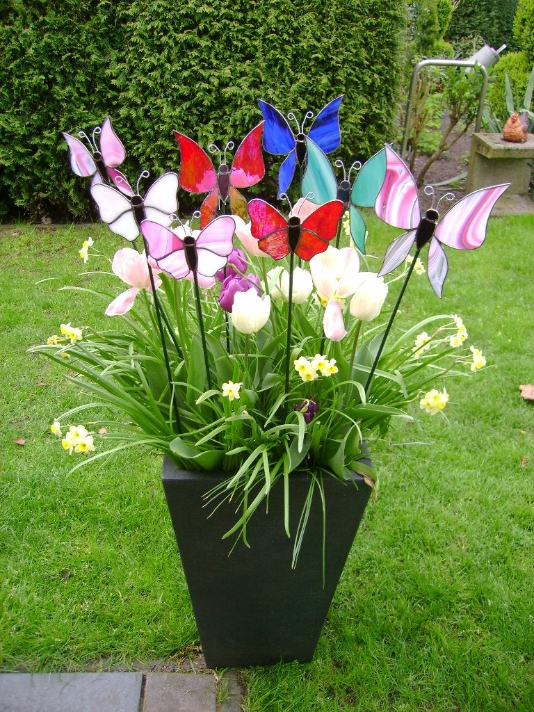 Vlinder tuinsteker uil bijen libelle tiffany glas plant, Tuin en Terras, Tuinstekers, Ophalen of Verzenden, Nieuw