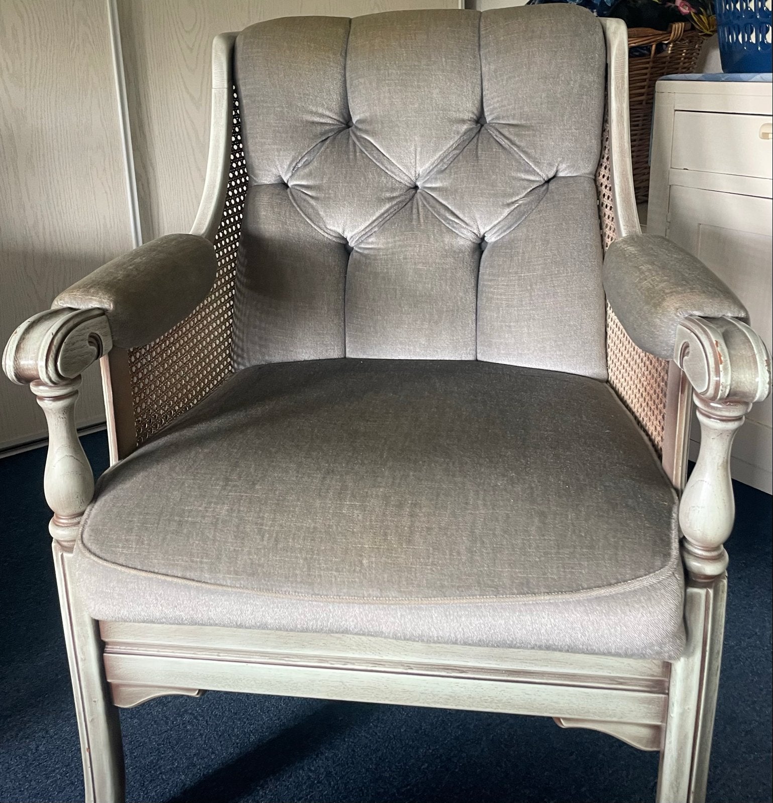 Vintage Bergère Fauteuil, Huis en Inrichting, Ophalen, Gebruikt, 75 tot 100 cm, 50 tot 75 cm