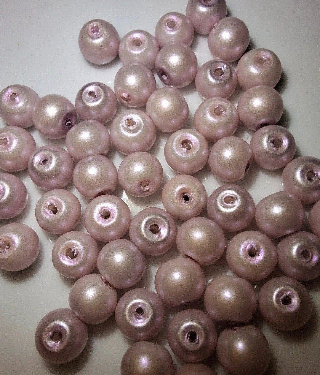 50 stuks 6 mm glaskralen parels roze kralen partij, Kraal, -, -, Nieuw