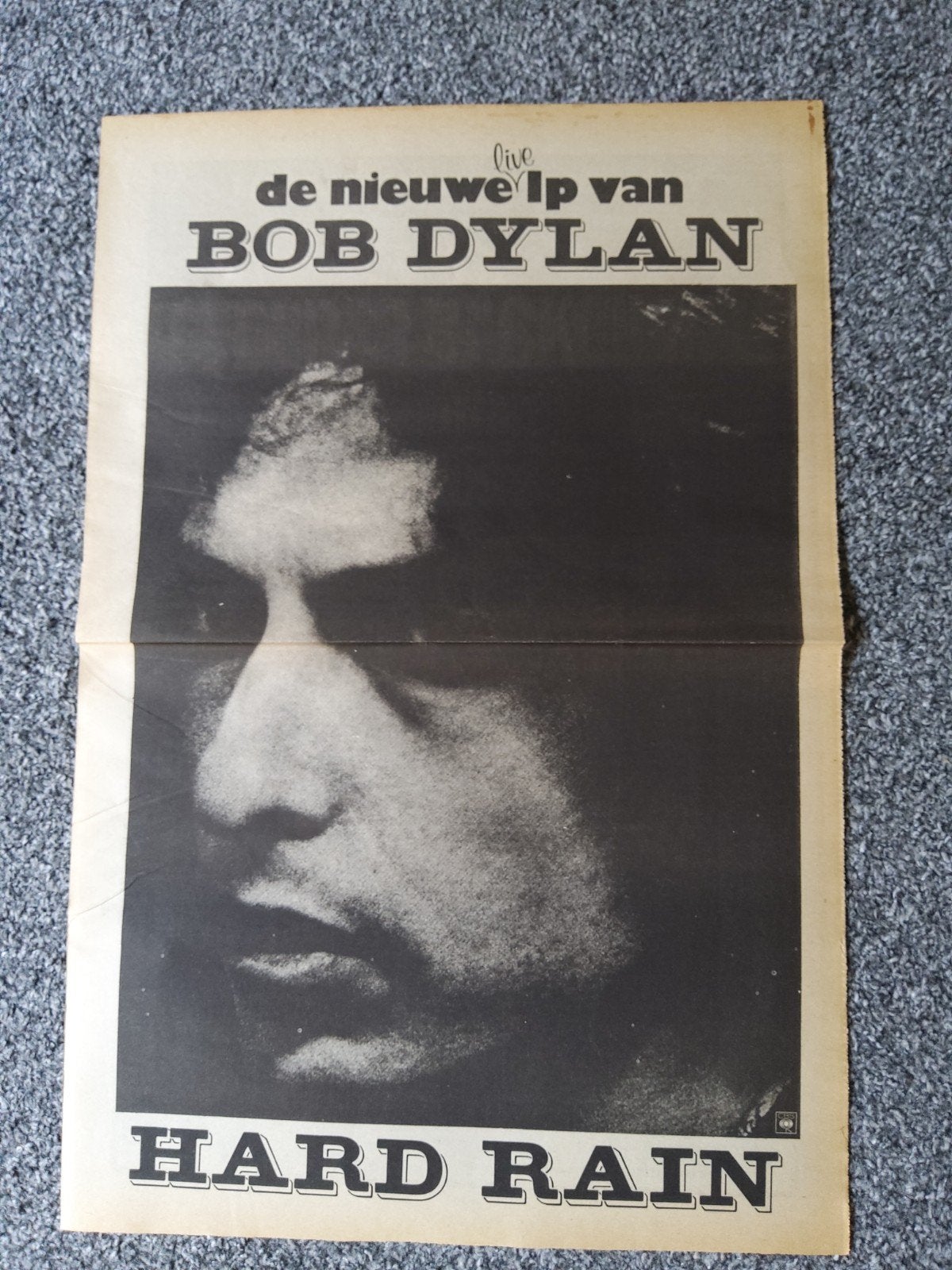 Bob Dylan:  Promo  Hard rain op A3 formaat, Ophalen of Verzenden, Foto of Kaart