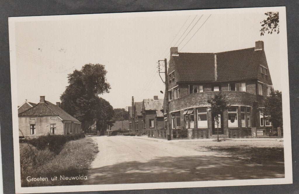 nieuwolda dorpsgezicht, Verzamelen, Ansichtkaarten | Nederland, Verzenden, 1920 tot 1940, Gelopen, Groningen