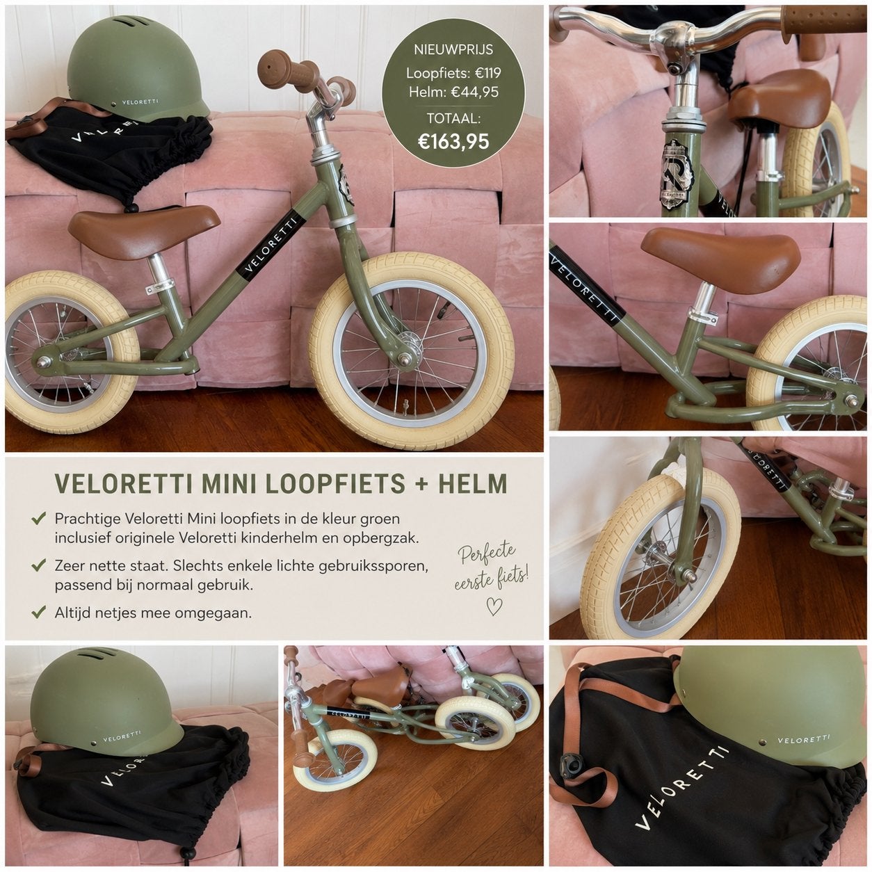 Veloretti Mini loopfiets + originele Veloretti kinderhelm, Ophalen, Zo goed als nieuw