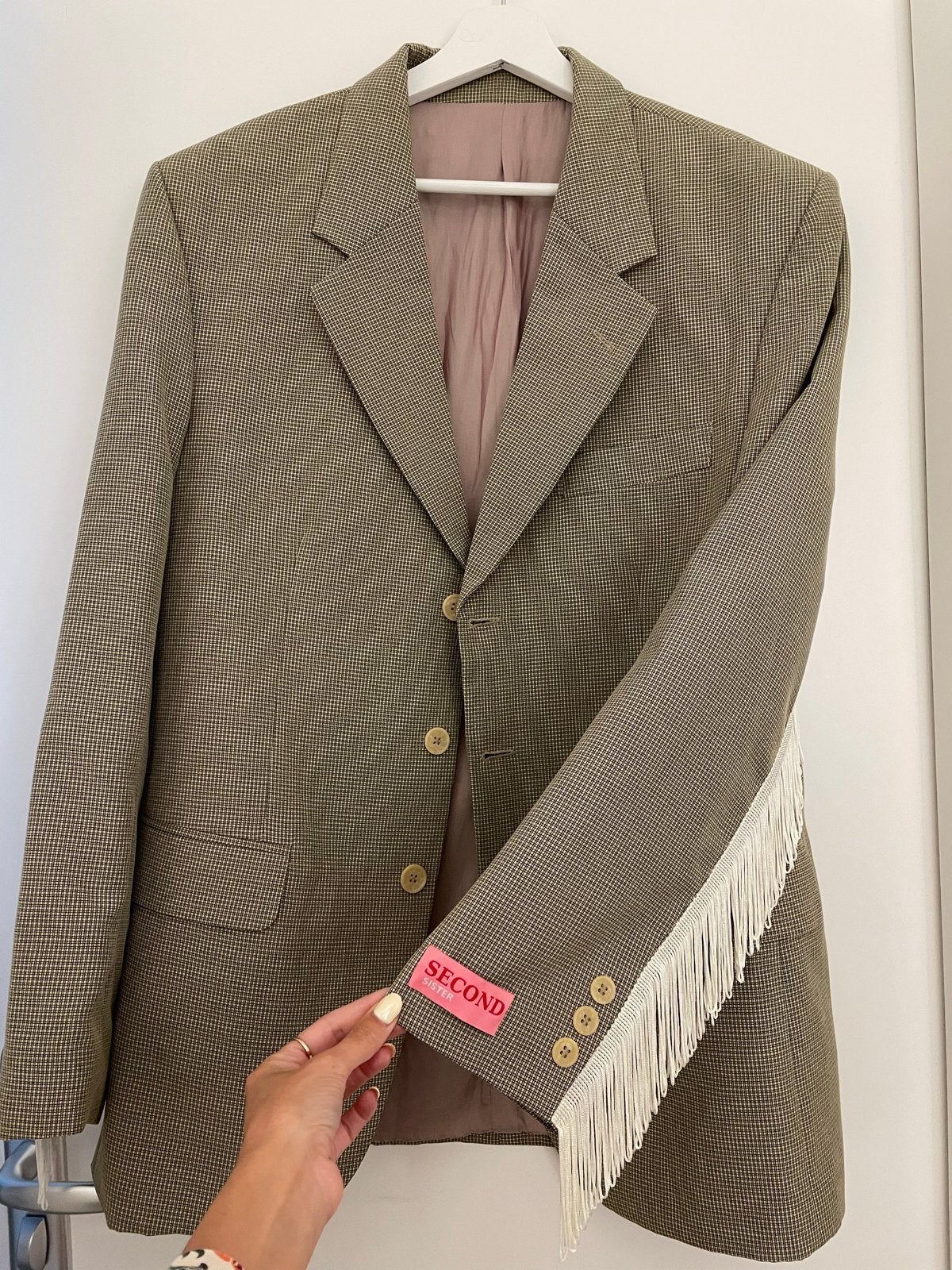 Unieke Upcycled Blazer met Franjes - Maat S/M, Overige kleuren, Ophalen of Verzenden, Zo goed als nieuw, Jasje