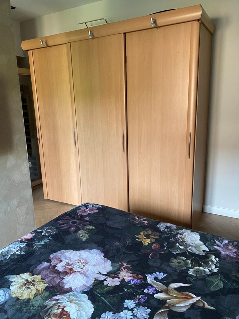 Beukenhouten schuifdeur kledingkast, Huis en Inrichting, Kasten | Kledingkasten, Ophalen, Gebruikt, 50 tot 75 cm, 200 cm of meer