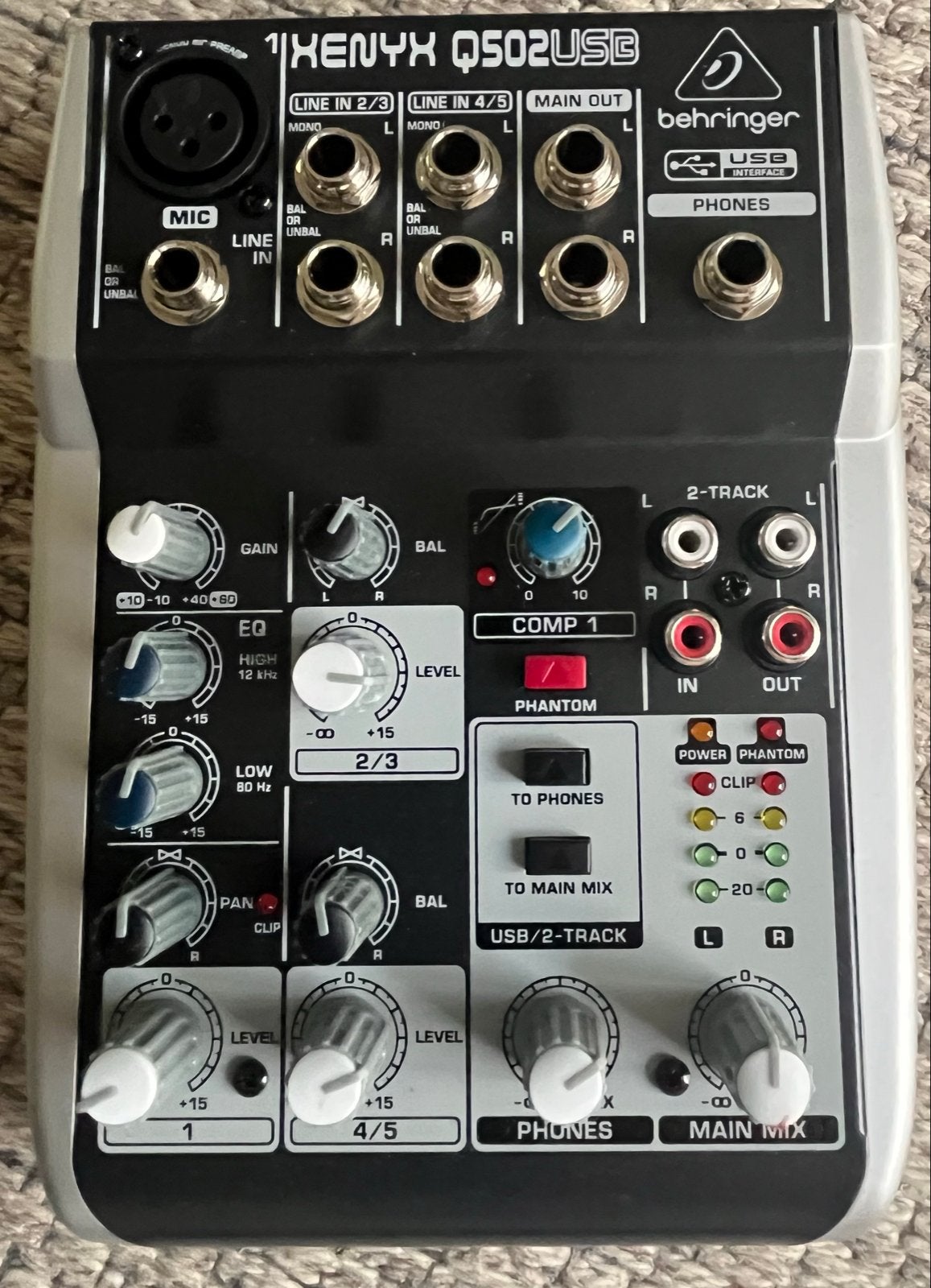 Behringer Xenyx Q502USB Mixer - Zo goed als nieuw, Ophalen of Verzenden, Zo goed als nieuw, Minder dan 5 kanalen, Microfooningang