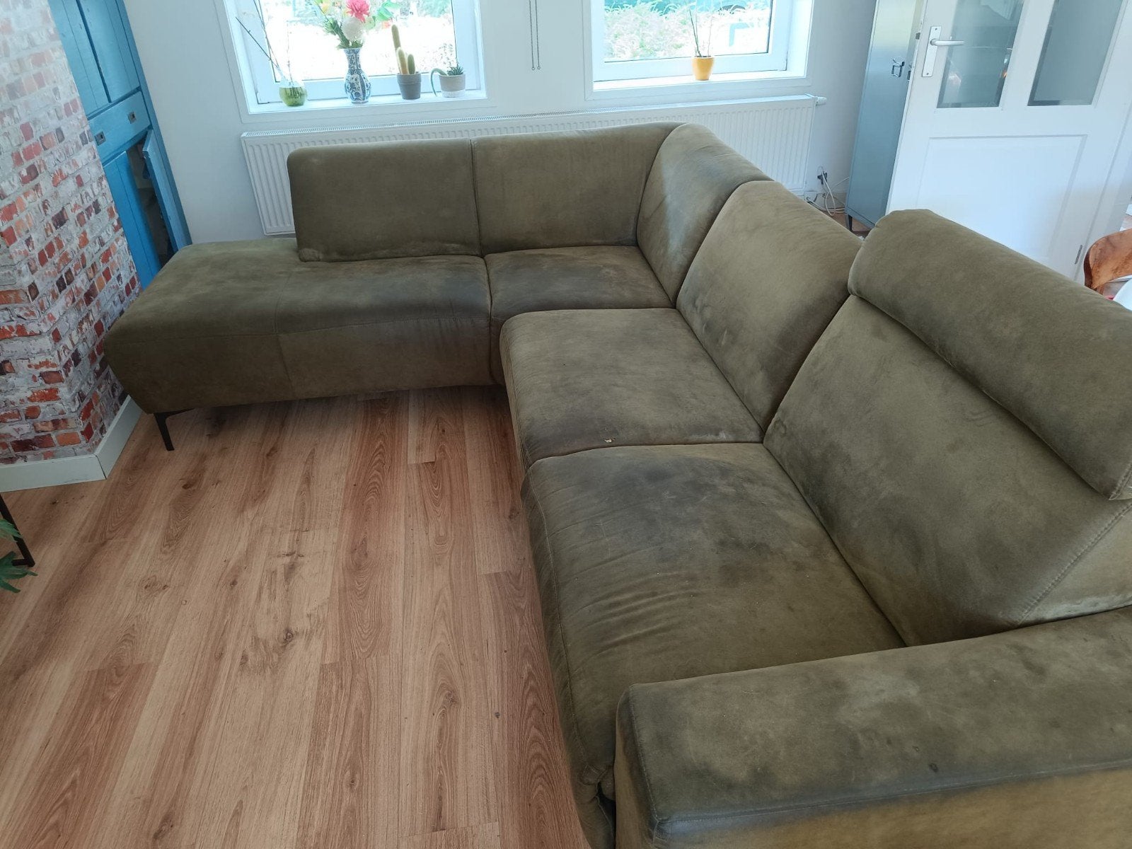 !!Gratis ophalen!!Grote hoekbank met relaxfunctie - Gebruik, Ophalen, Gebruikt, Hoekbank, 300 cm of meer