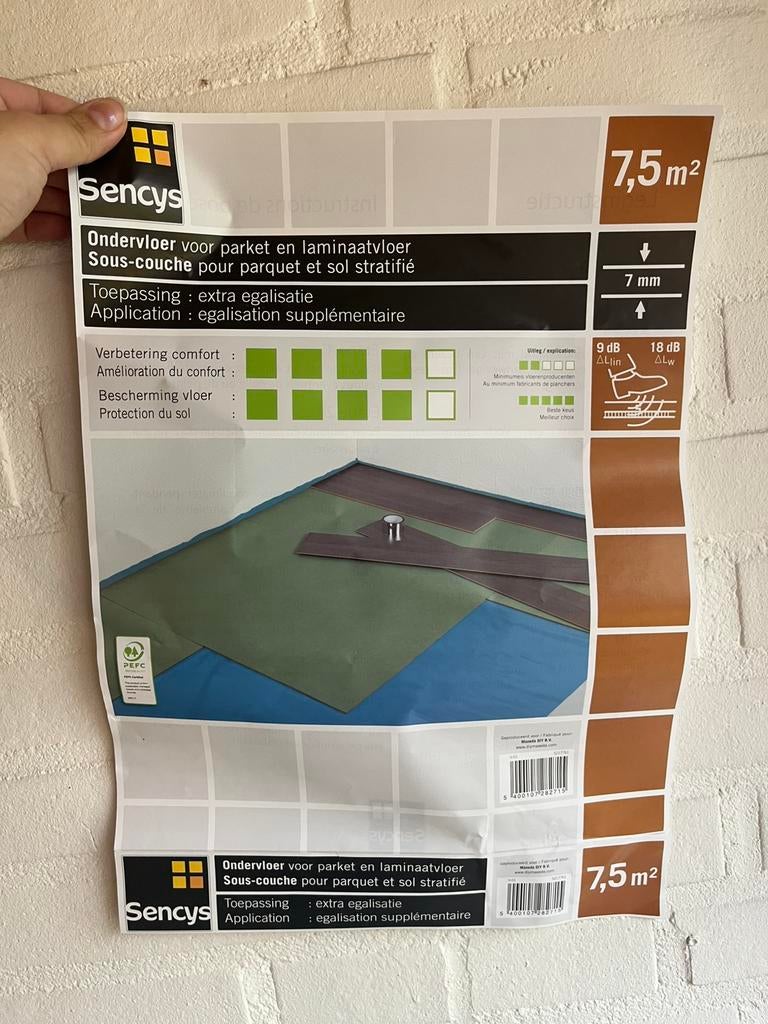 Sencys ondervloer 18x, Doe-het-zelf en Verbouw, Vloerdelen en Plavuizen, Ophalen, Overige materialen, 30 cm of meer, 50 tot 150 cm