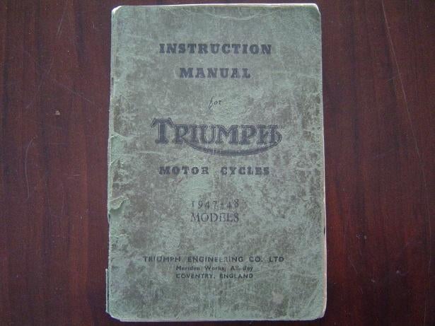 Triumph 1947 / 1948 motorcycle instruction manual 5T T100 3T, Motoren, Ophalen of Verzenden, Triumph