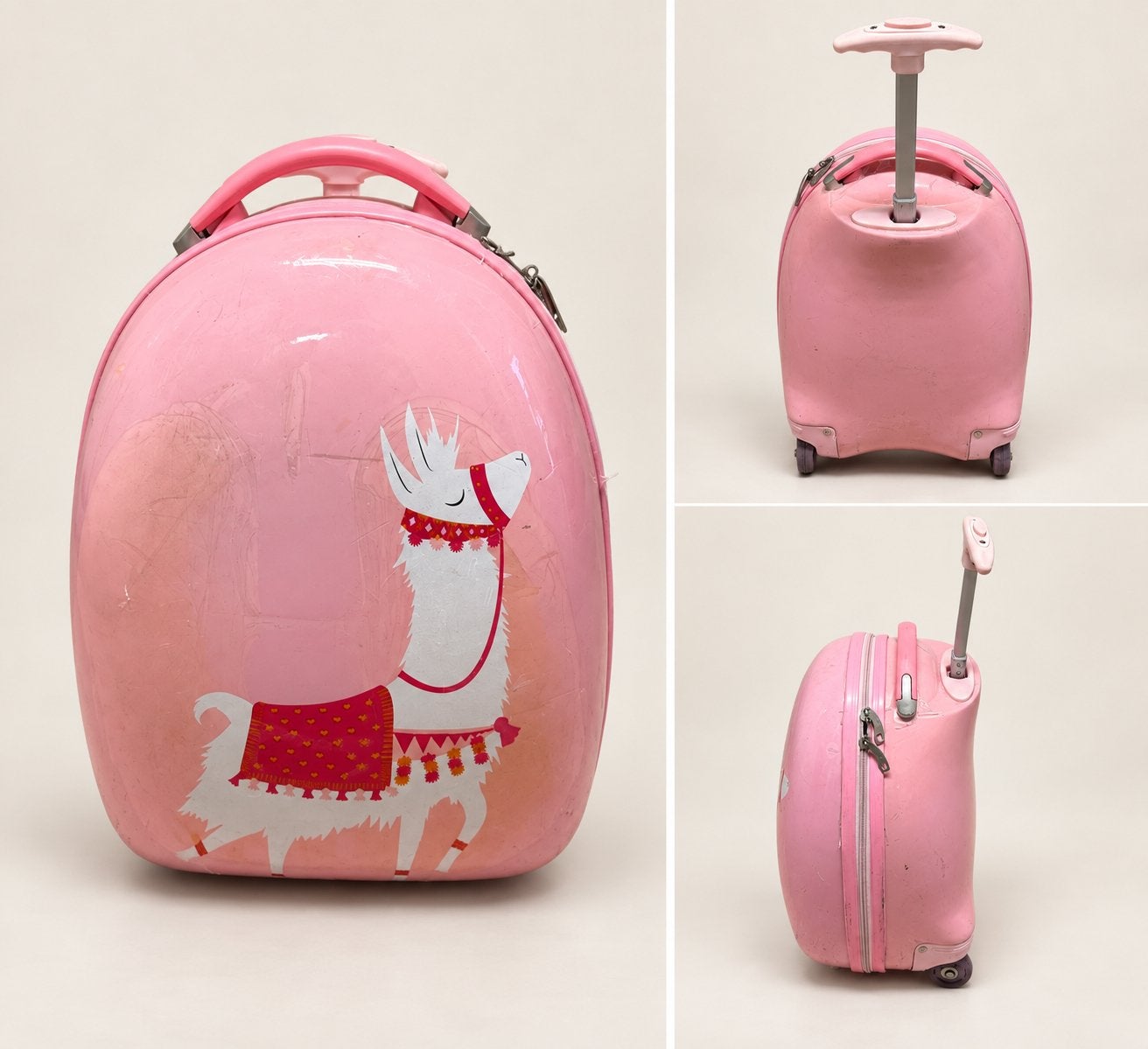 Roze kinderkoffer / trolley met lama, Gebruikt, Minder dan 40 cm, Minder dan 35 cm, Roze