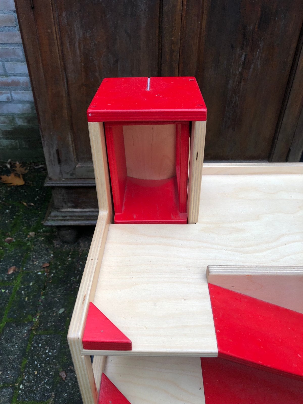 Houten garage met lift - Uitstekende staat, Kinderen en Baby's, Ophalen, Zo goed als nieuw, Jongen of Meisje