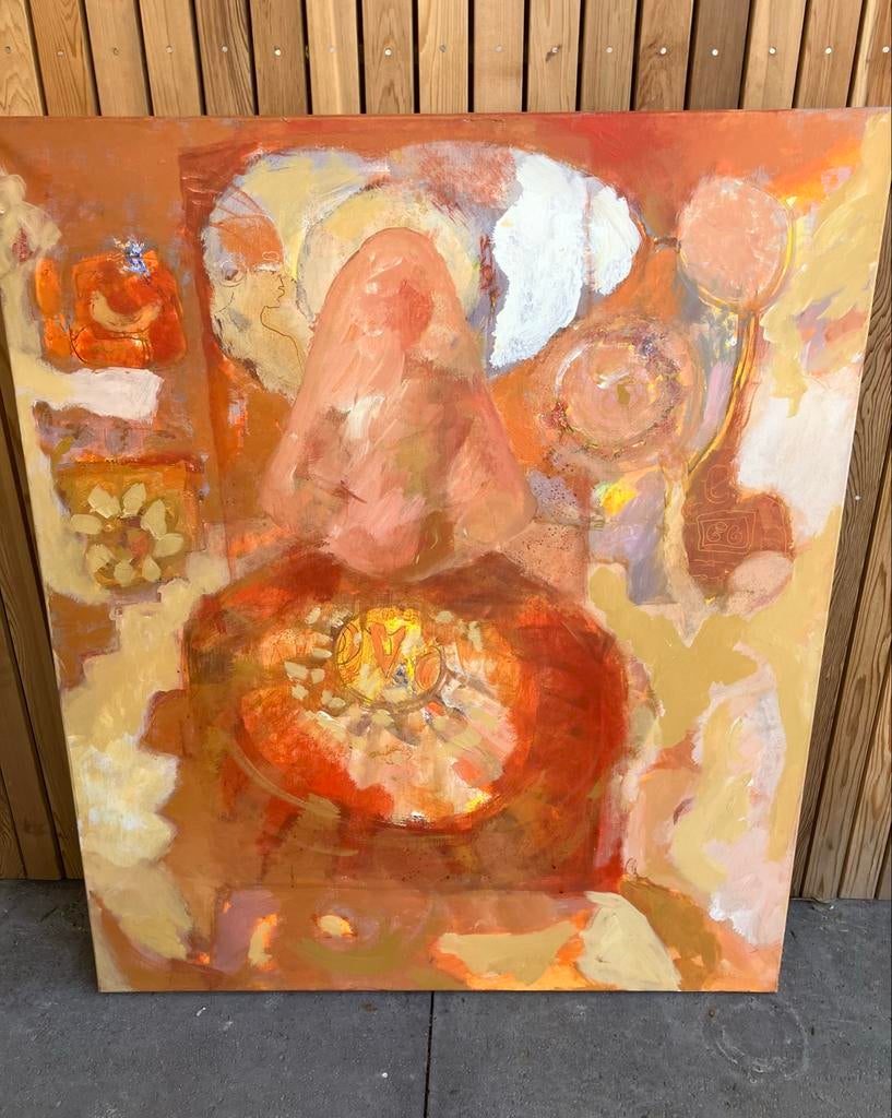 Schilderij H. van Hemert - Abstracte compositie 100x120cm, Ophalen