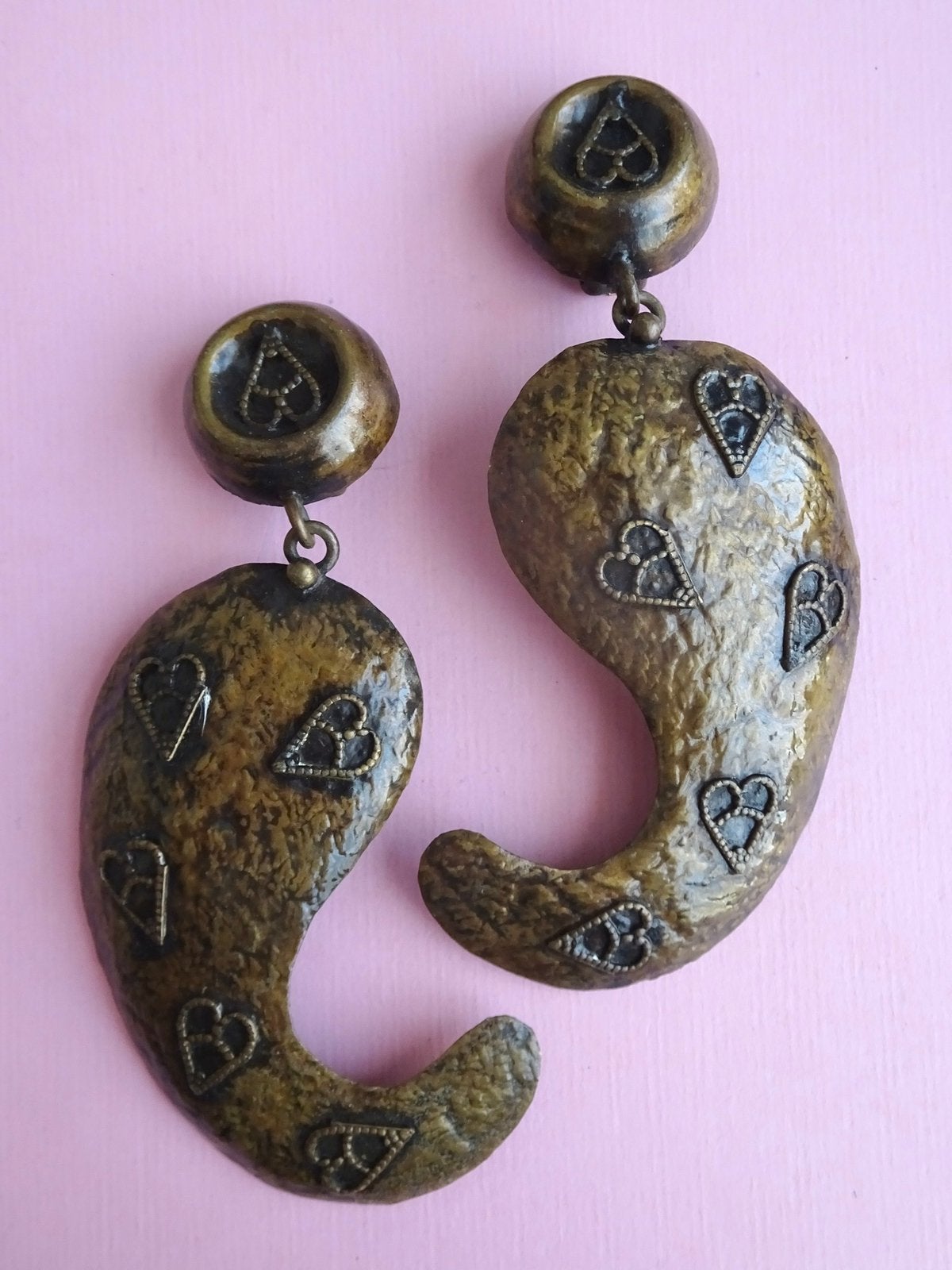 jwg XL Grote vintage 80s 90s statement oorbellen Paisley, Verzenden, Overige materialen, Oorbellen