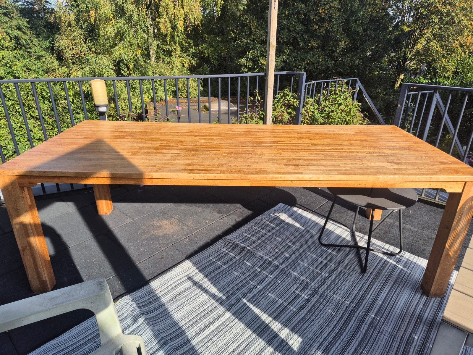 Robuuste eikenhouten eettafel voor 6  personen, Ophalen, 100 tot 150 cm, Eikenhout, 200 cm of meer