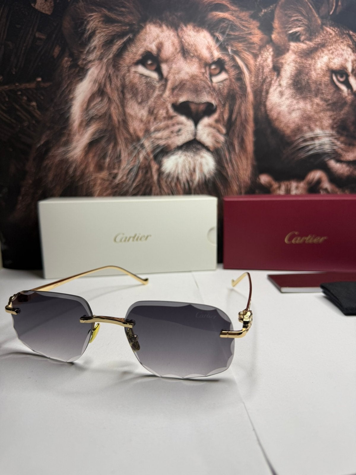 Cartier Diamond cut Panter bril Grijs, Ophalen of Verzenden, Zo goed als nieuw, Ray-Ban