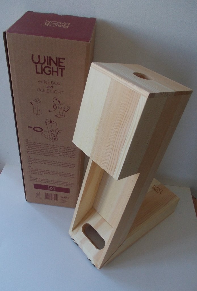 Wijn cadeau 1-fles kist om te bouwen tot tafellamp (nieuw), Nieuw, Minder dan 50 cm, Hout, Hout
