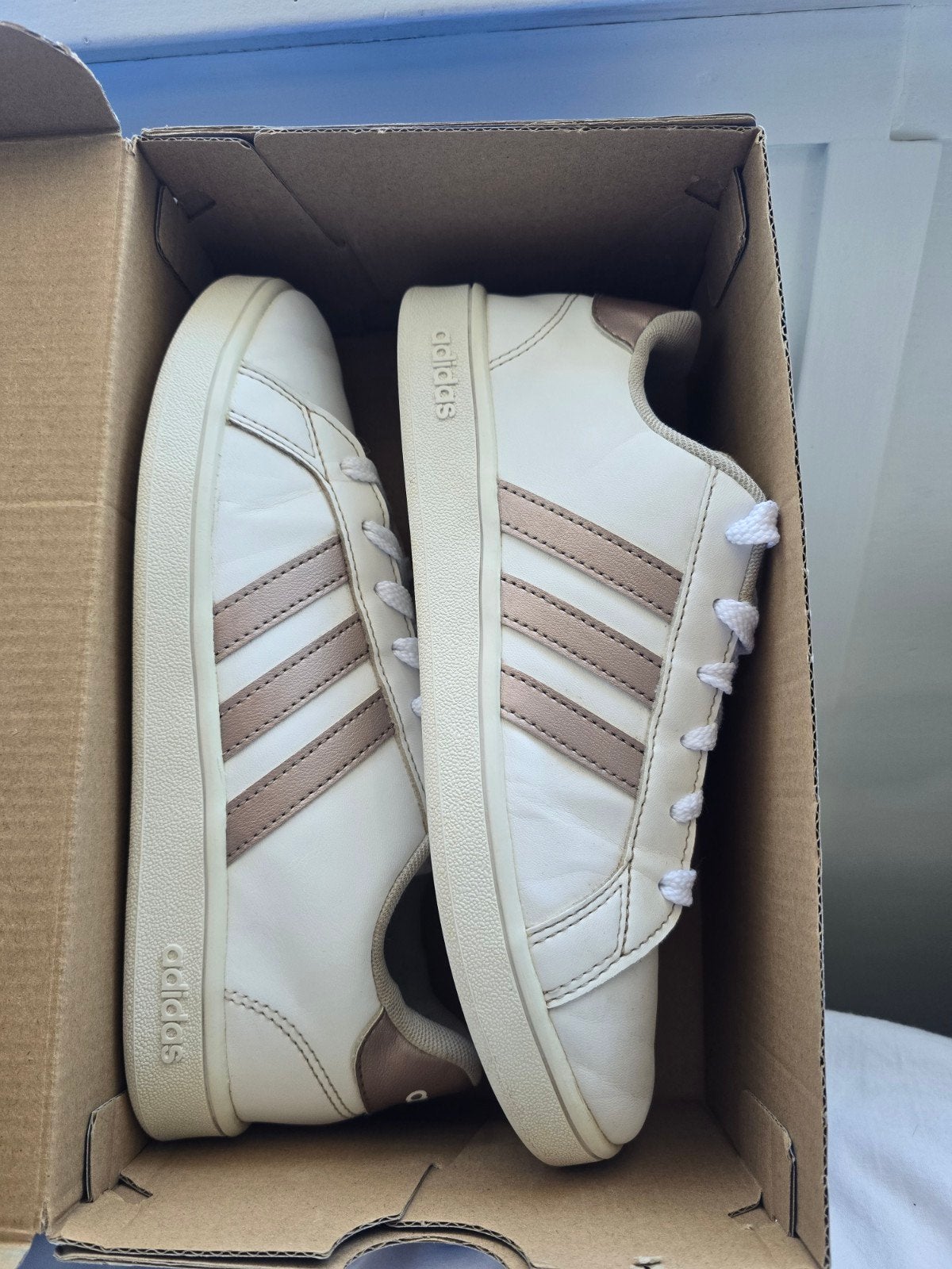 Adidas Grand Court Base 2.0 Dames Sneakers – Wit/Roze – EU 3, Wit, Ophalen of Verzenden, Adidas, Sneakers of Gympen