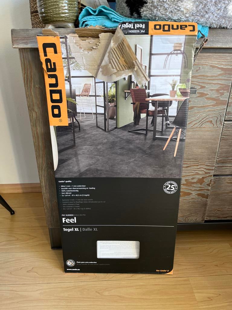 CanDo PVC Vloertegels Feel Tegel XL - 1.64 m², Ophalen, Nieuw, Minder dan 10 m², Grijs