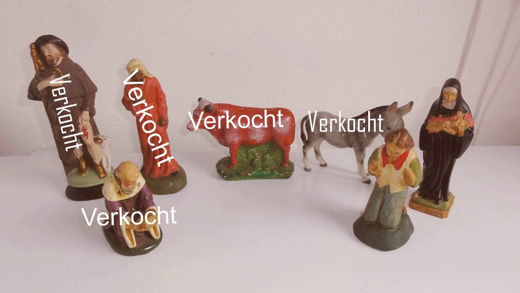Kerststal beeldjes, antiek aardewerk, Ophalen of Verzenden