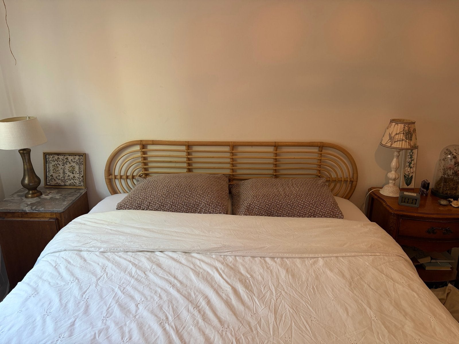 Rotan hoofdbord voor tweepersoonsbed, Ophalen, Overige materialen, Bruin, Boho