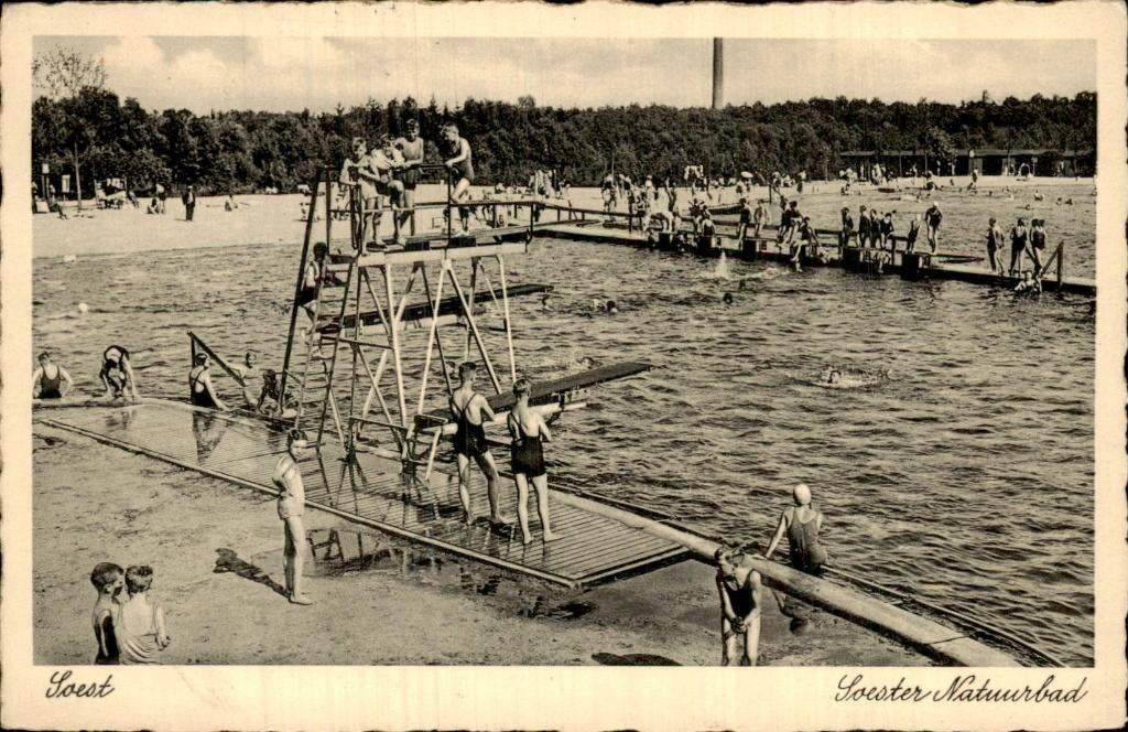 Soest - Soester Natuurbad - Duikplank, Verzamelen, Ansichtkaarten | Nederland, Gelopen, Utrecht, 1920 tot 1940, Ophalen of Verzenden