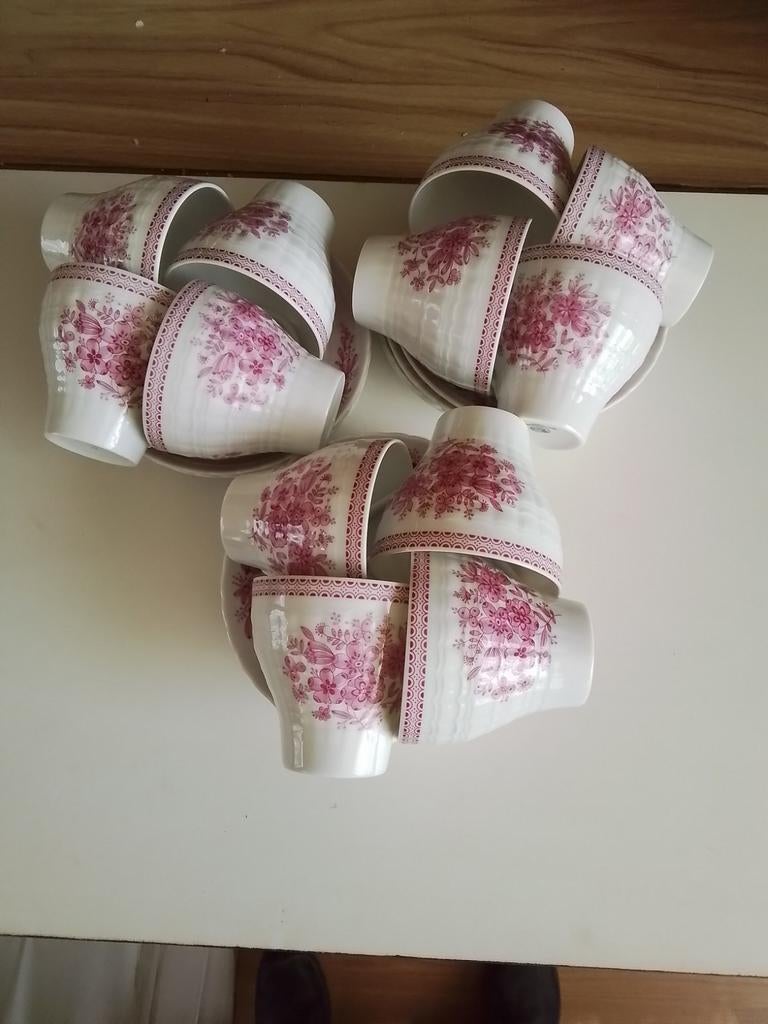 Hutschenreuther Lorenz theeservies met roze bloemen, Ophalen of Verzenden