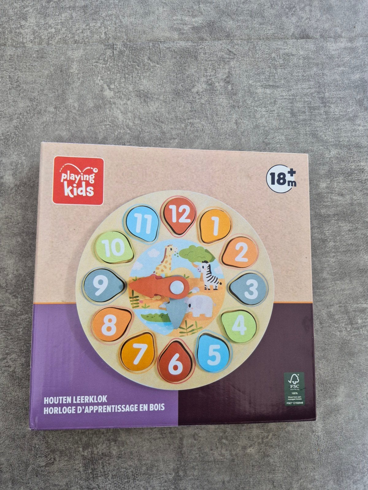 Playing Kids Houten Leerklok - Educatief Speelgoed, Ophalen of Verzenden, Nieuw, Puzzelen