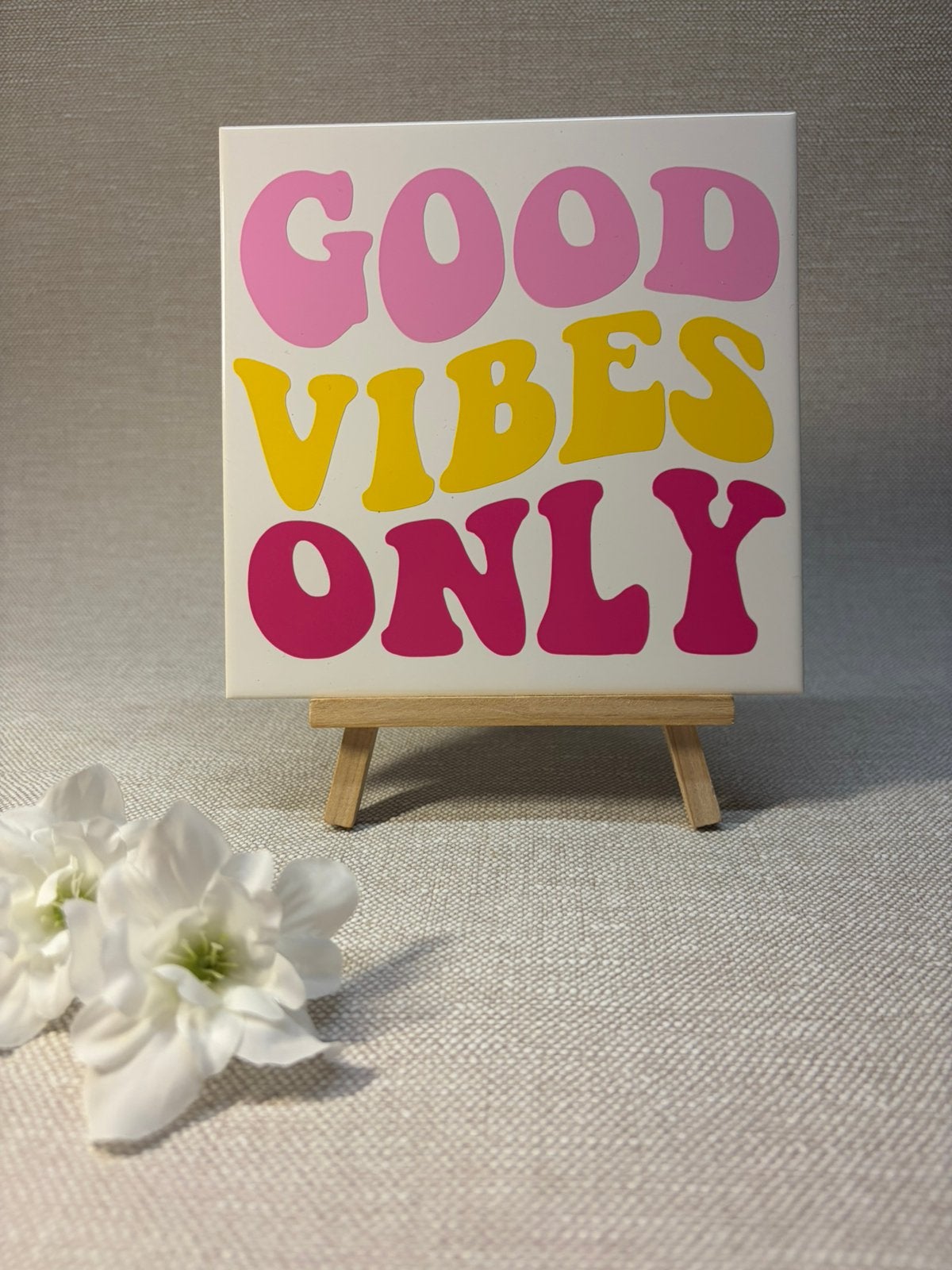 Tegeltje met tekst/afbeelding, Handgemaakt, 15 cm, Nieuw, 15 cm