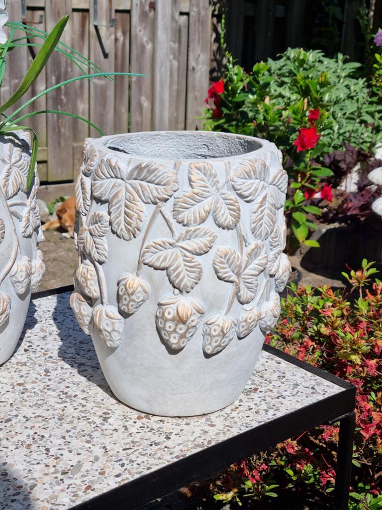 SET  VAN  2  BLOEMPOTTEN  VOOR  BUITEN  samen voor :, 25 tot 40 cm, Steen, Rond, Ophalen of Verzenden
