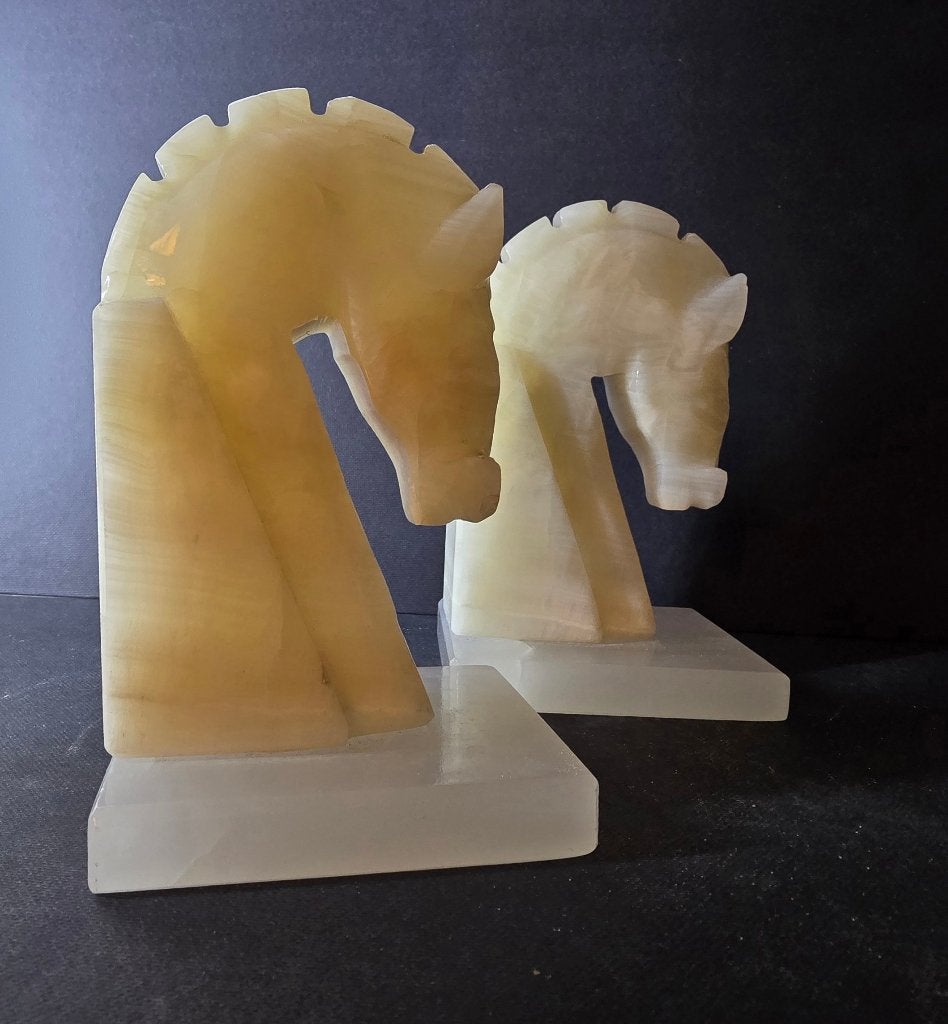 Set Onyx Marmeren Paardenhoofd Boekensteunen, Ophalen of Verzenden