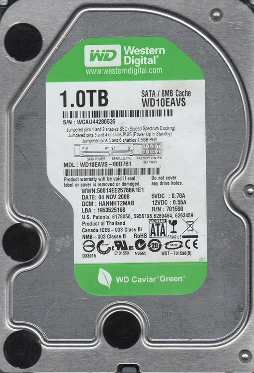 WD 1 TB, Computers en Software, Harde schijven, Gebruikt, Desktop, HDD, SATA, Ophalen