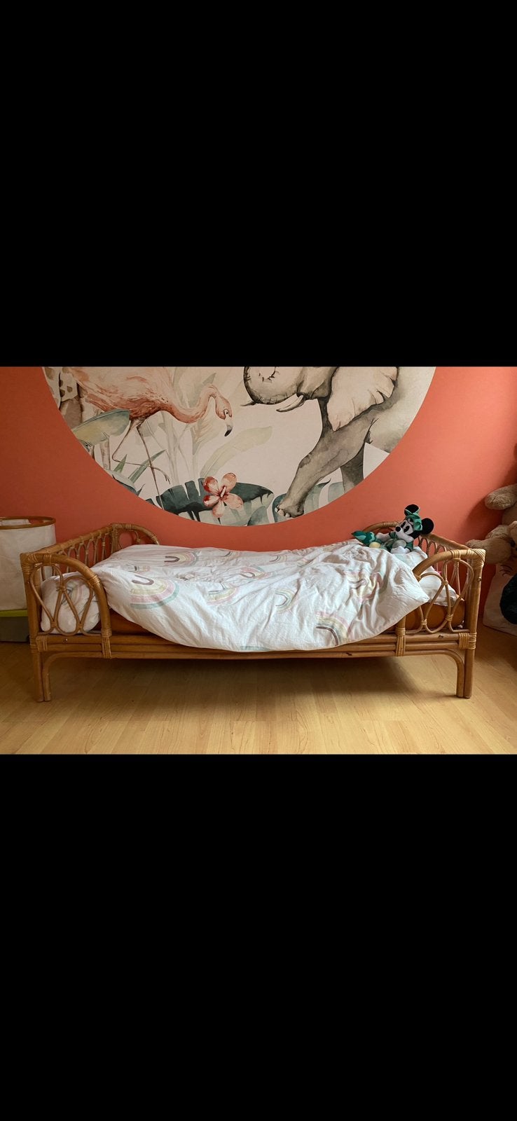 Cokos rotan peuterbed inlcusief matras en beddengoed, Kinderen en Baby's, Kinderkamer | Bedden, Ophalen, 70 tot 85 cm, 140 tot 160 cm