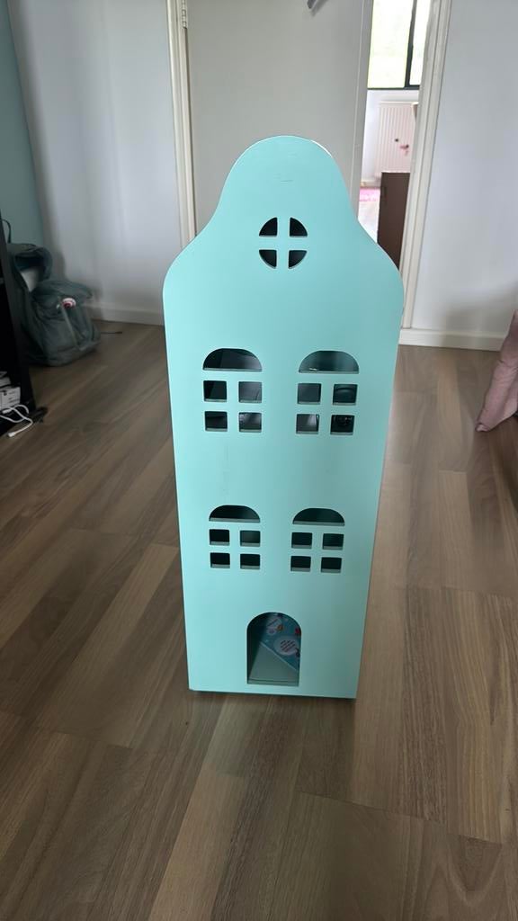 Kastje poppenhuis grachtenpand, Ophalen, Zo goed als nieuw, Poppenhuispop
