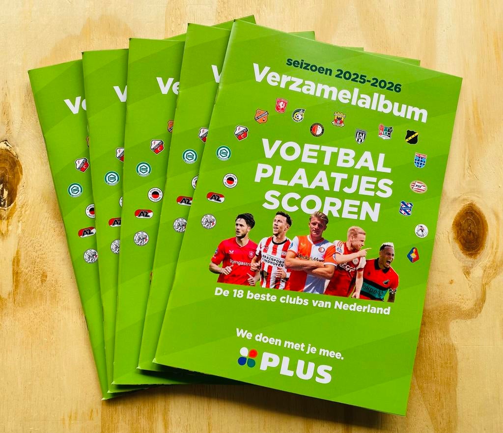 Plus voetbalplaatjes verzamelalbum, 5 stuks nieuw en leeg, Plus, Ophalen of Verzenden