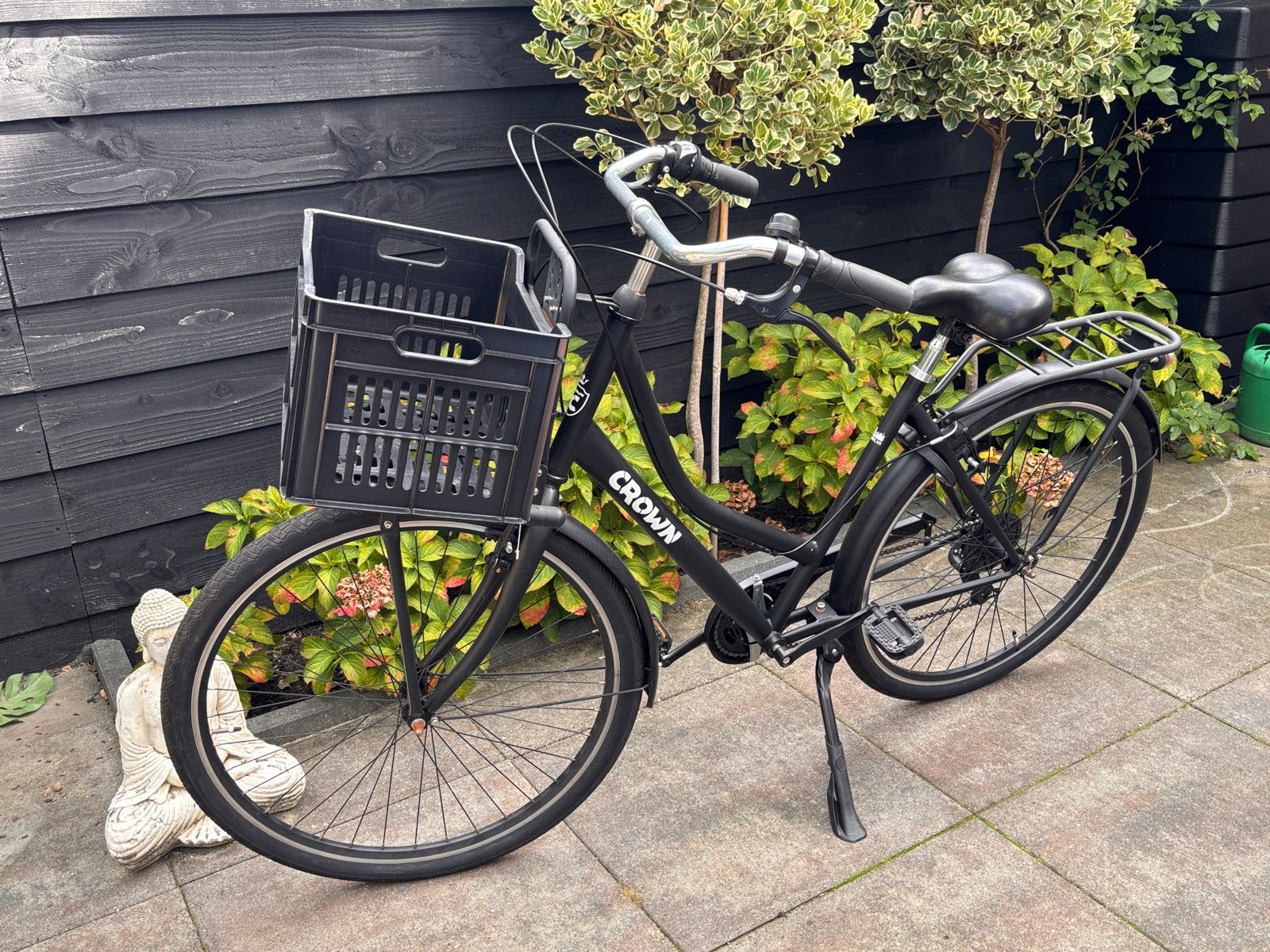 Crown Damesfiets Zwart 28 inch, Fietsen en Brommers, Gebruikt, Velgrem, Versnellingen, 50 tot 53 cm