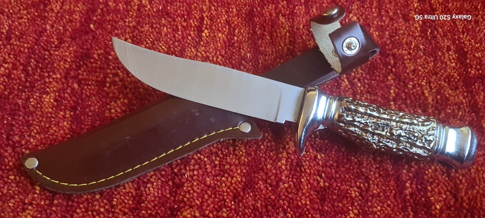 Muela mes met metalen handvat en lederen schede, Ophalen of Verzenden