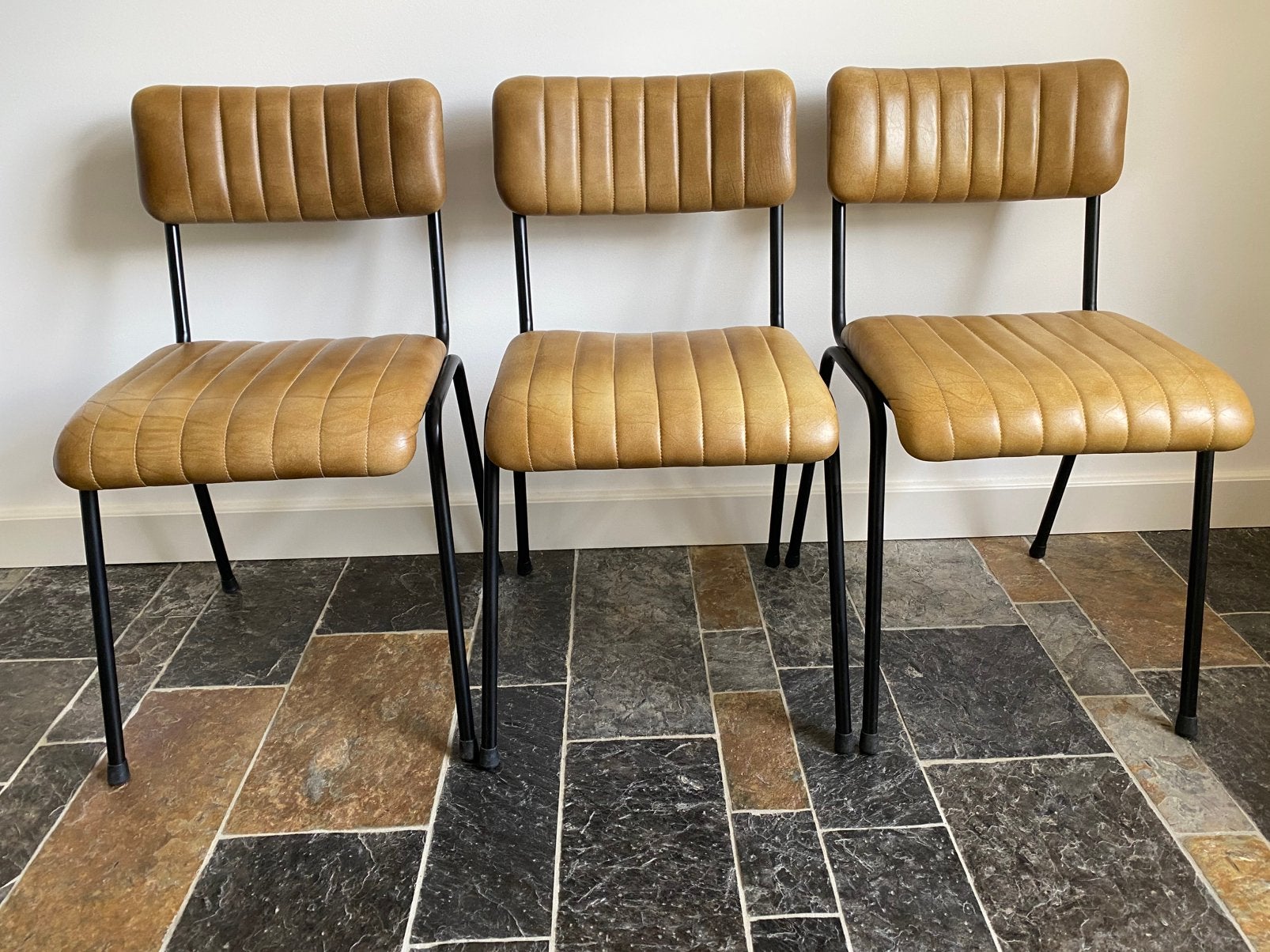Jenson stoelen (3 stuks) cognac leder, Huis en Inrichting, Ophalen, Gebruikt, Overige kleuren, Drie