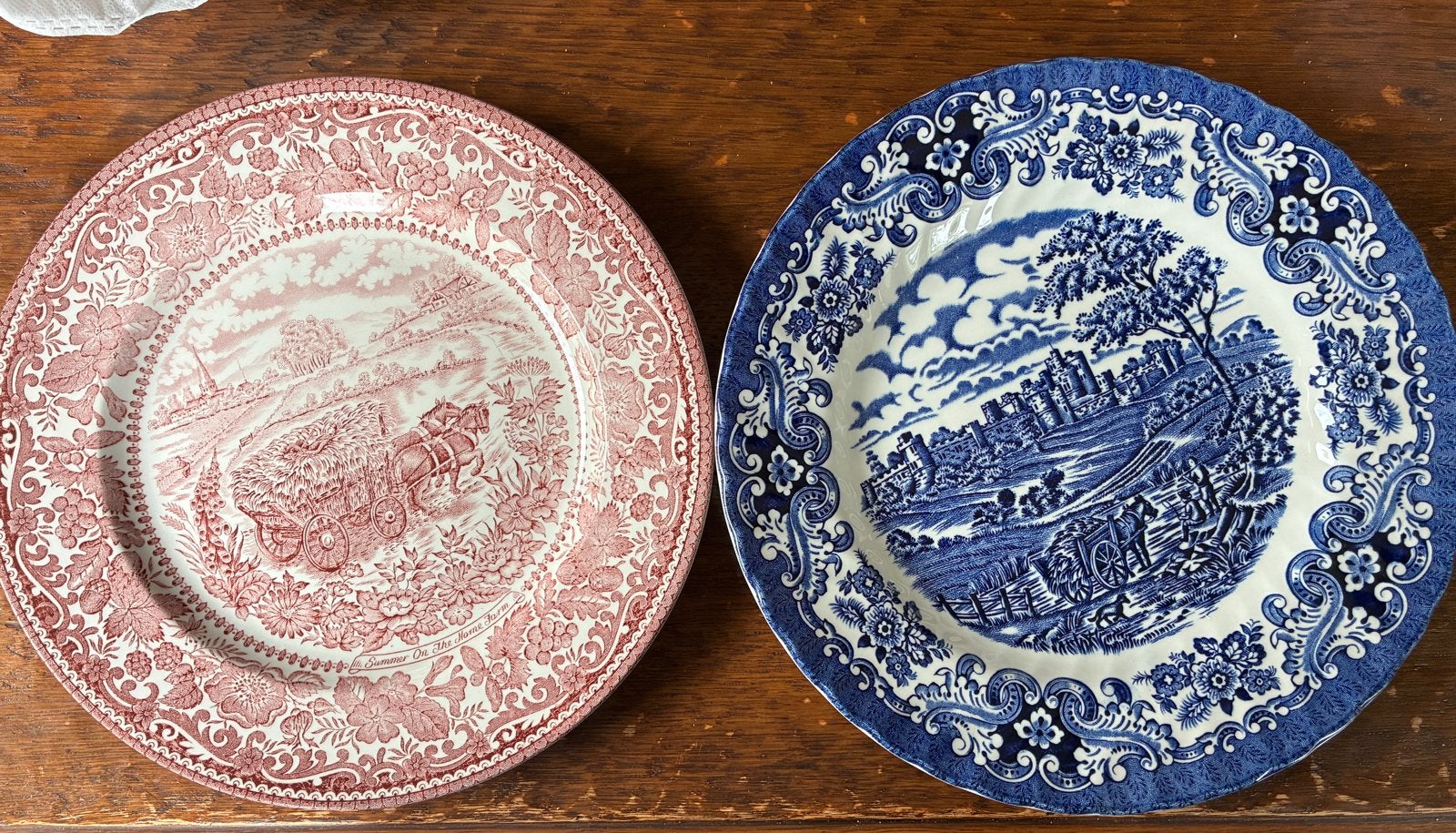 Vintage Engelse Ironstone Borden met paardentafreel, Ophalen of Verzenden