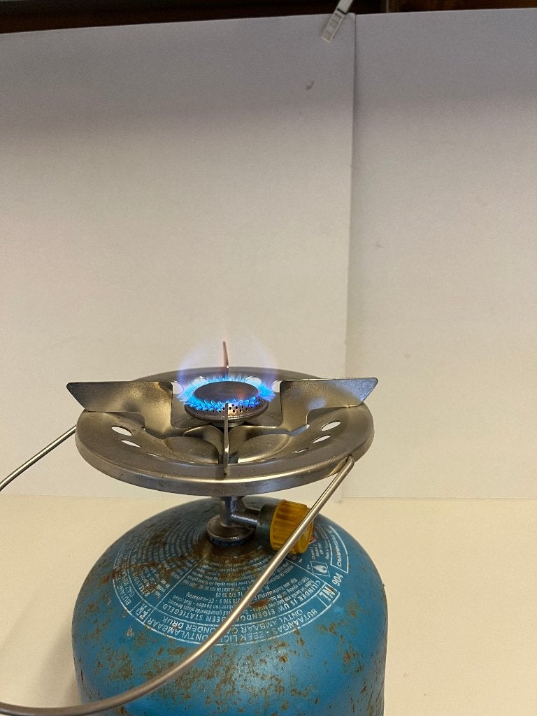 Campingaz fles vol met of zonder kook pit gaspit, Ophalen, Gebruikt